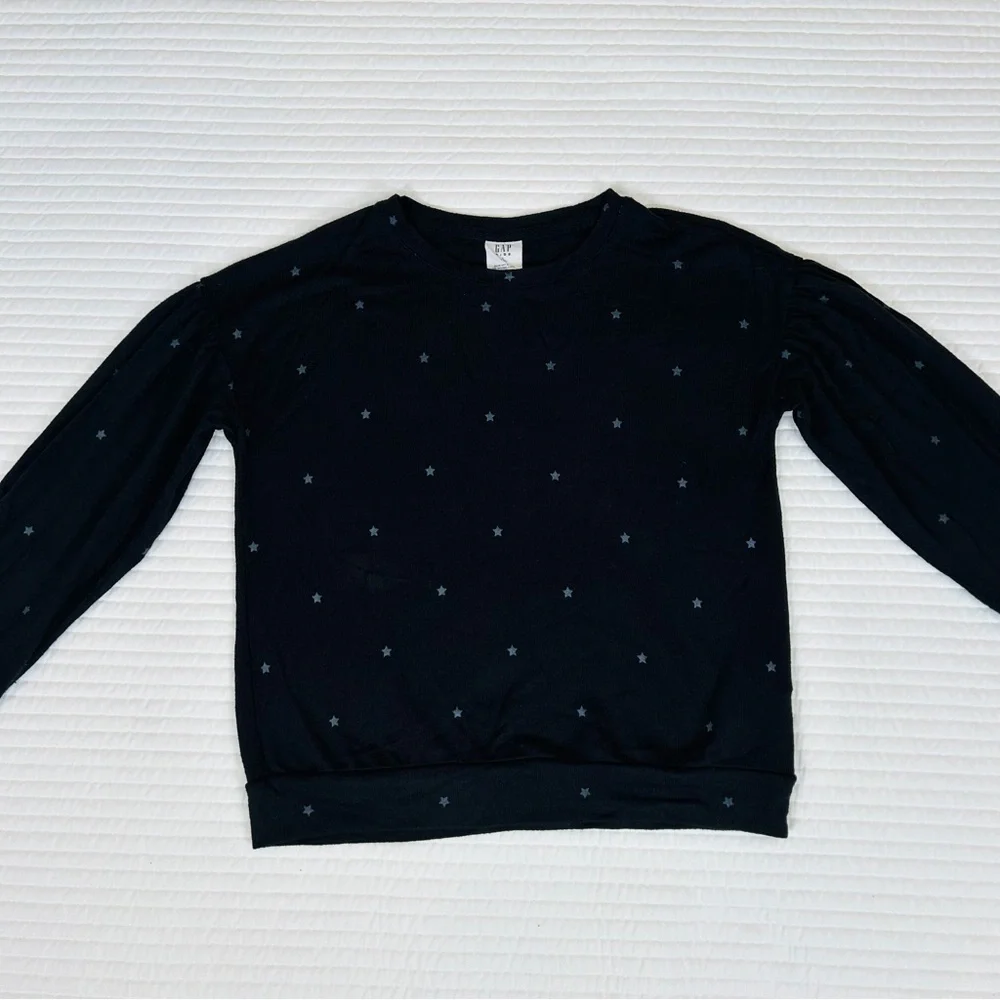 Gap Kids Girls Knit 2pc Matching Set Top Balloon Sleeve Jogger Pant Stars Black